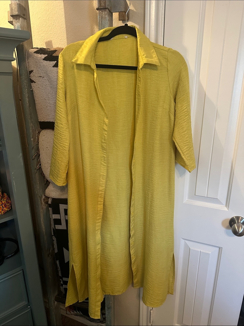 Lightweight Yellow Open Duster Cardigan